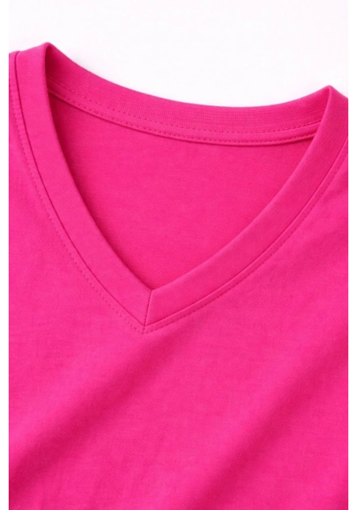 Genç Kız Çocuk V Yaka Tişört Model - Pembe