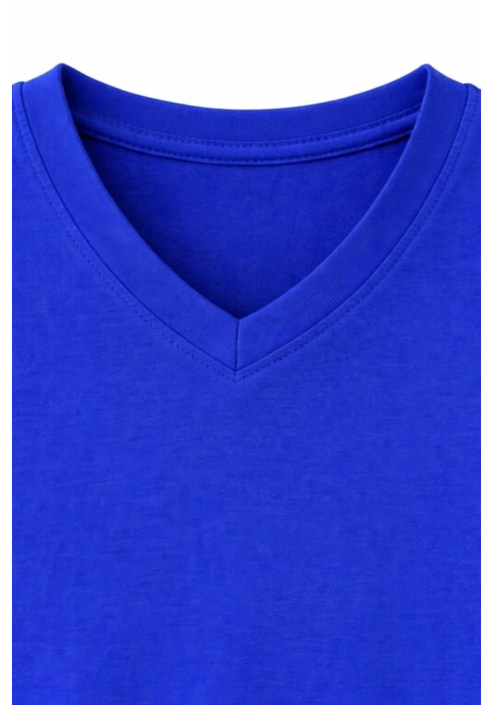 Genç Kız Çocuk V Yaka Tişört Model - Saks Mavisi