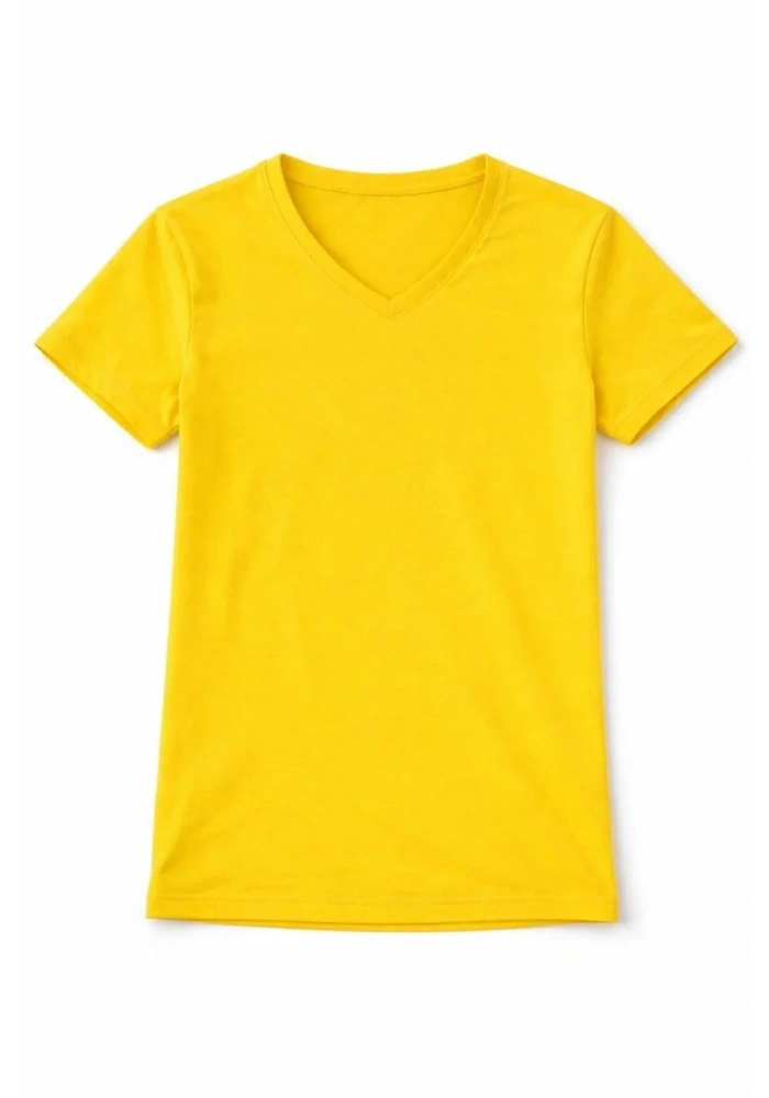 Genç Kız Çocuk V Yaka Tişört Model - Sarı