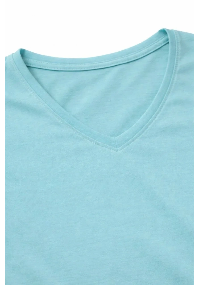 Genç Kız Çocuk V Yaka Tişört Model - Turkuvaz