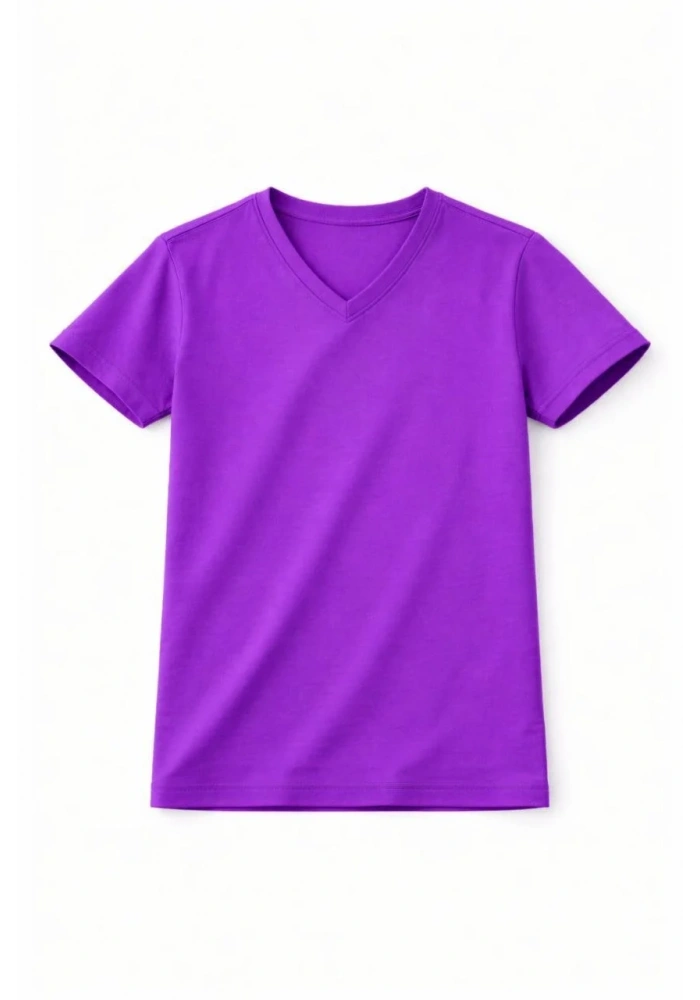 Genç Kız Çocuk V Yaka Tişört Model - Mor