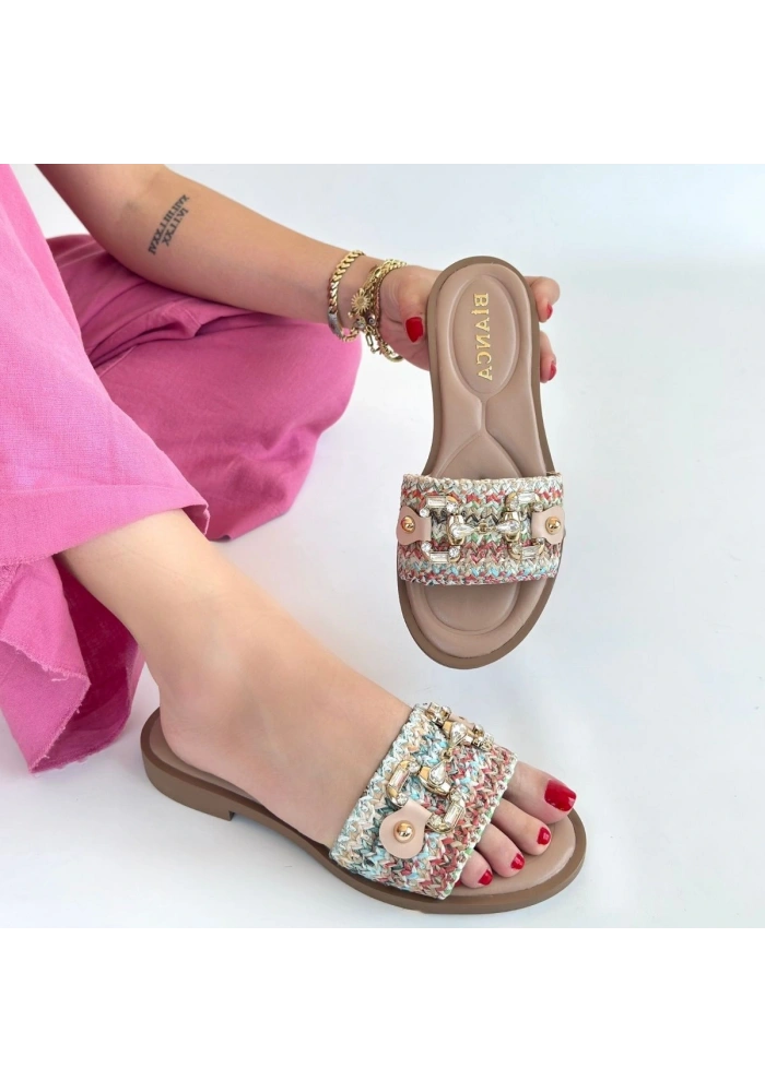 Gonne Renkli Hasır Dokuma Terlik