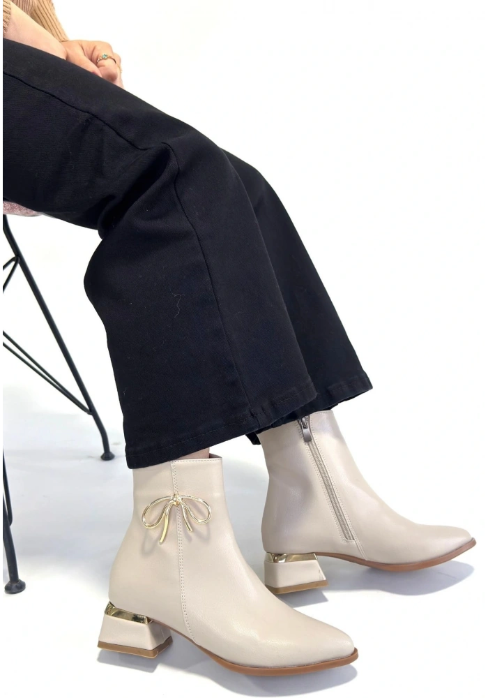 Harly Bej Cilt Topuklu Bot