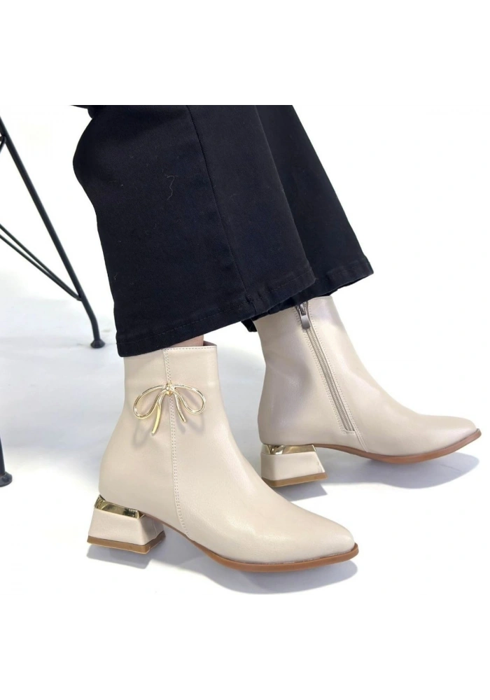 Harly Bej Cilt Topuklu Bot