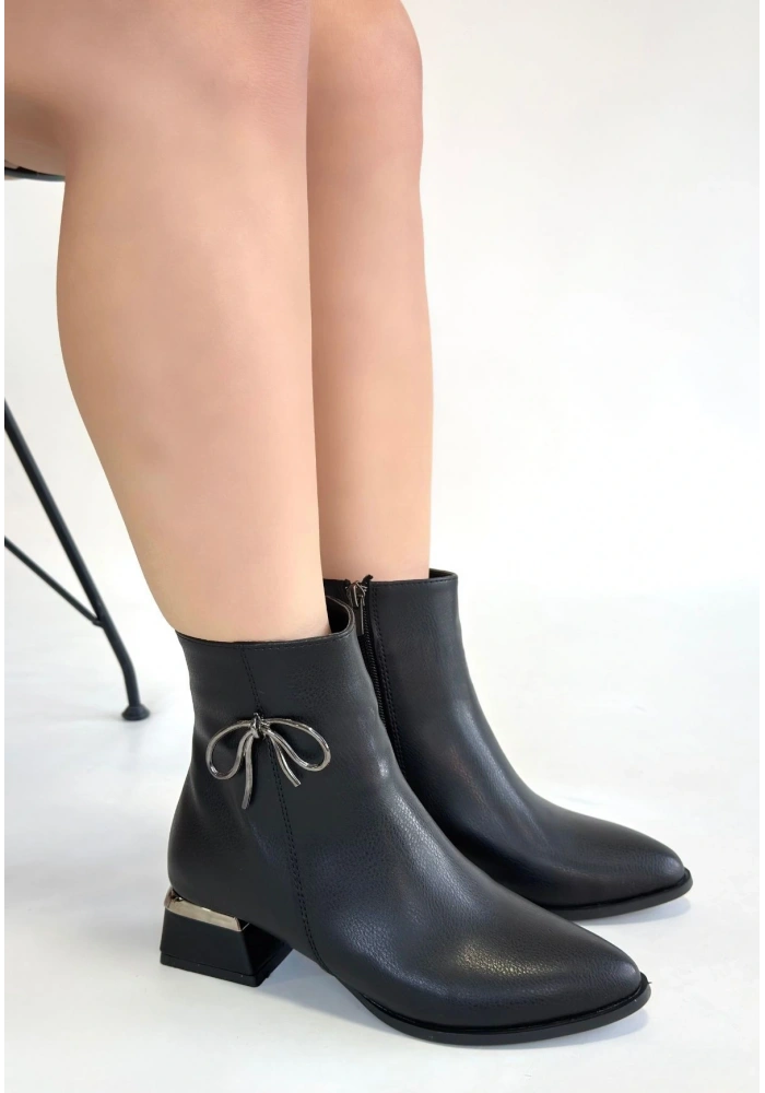 Harly Siyah Cilt Topuklu Bot
