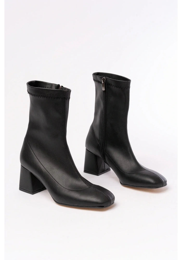 HC-2700 Siyah Streç Topuklu Fermuarlı Günlük Kadın Bot