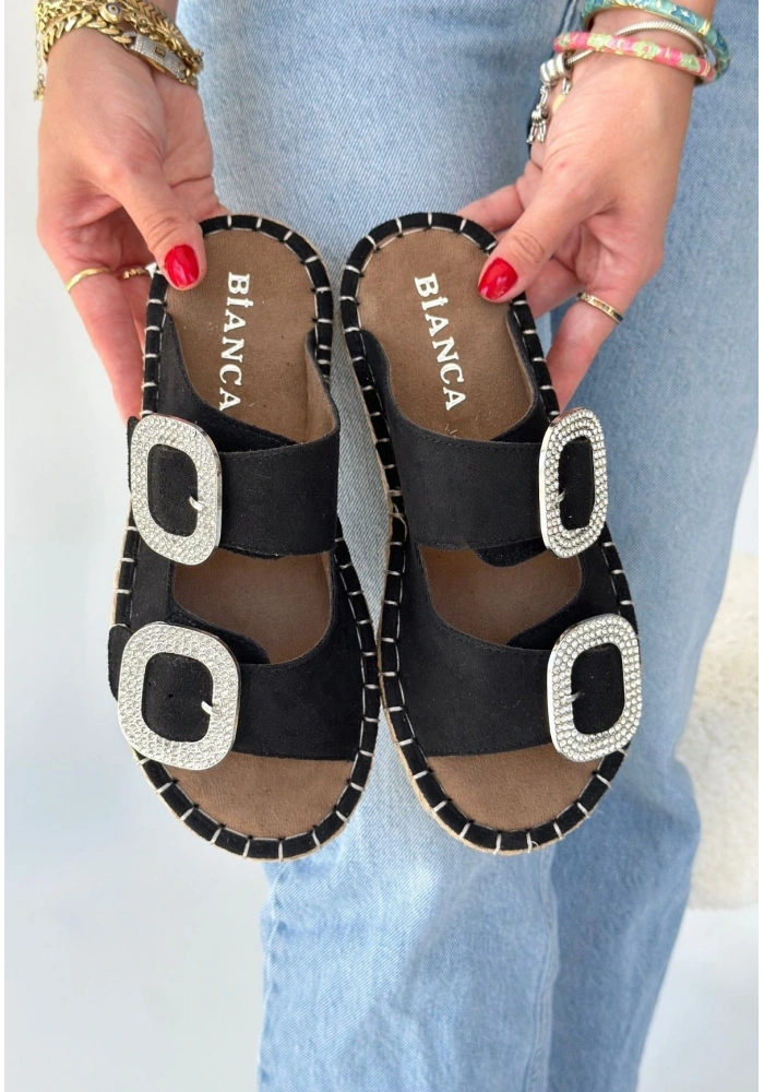 Hertas Siyah Nubuk Tokalı Terlik