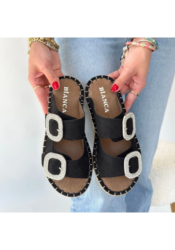 Hertas Siyah Nubuk Tokalı Terlik