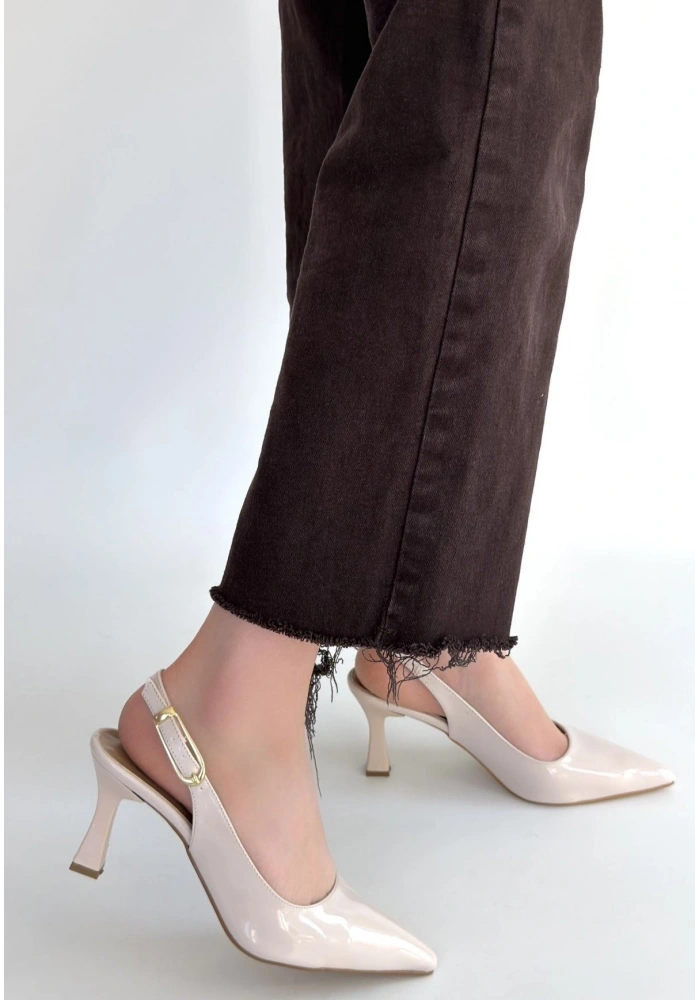 Hies Bej Rugan Topuklu Ayakkabı