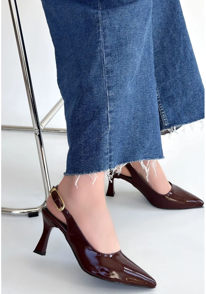 Hies Bordo Rugan Topuklu Ayakkabı