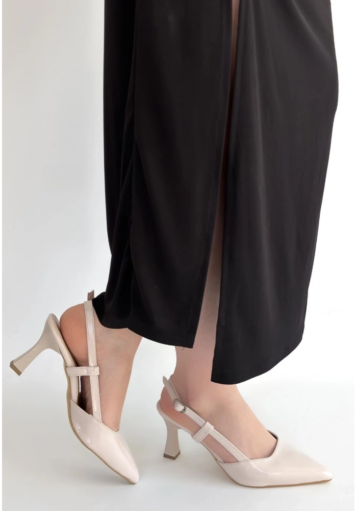 Hoost Bej Rugan Topuklu Ayakkabı