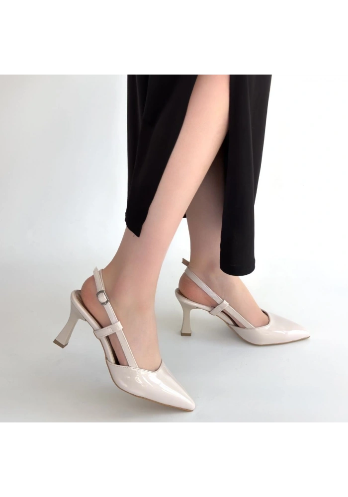 Hoost Bej Rugan Topuklu Ayakkabı