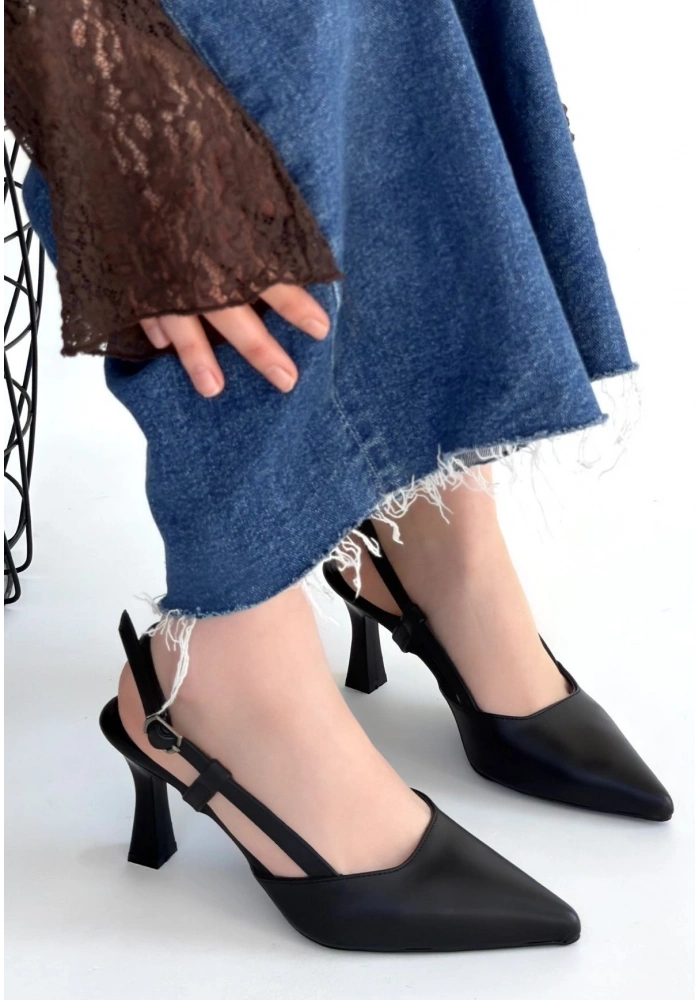 Hoost Siyah Cilt Topuklu Ayakkabı