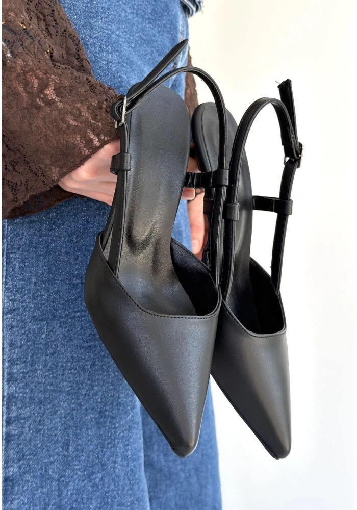 Hoost Siyah Cilt Topuklu Ayakkabı