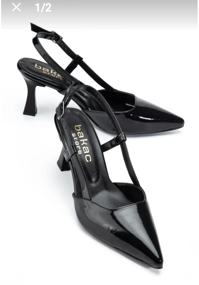 Hoost Siyah Rugan Topuklu Ayakkabı