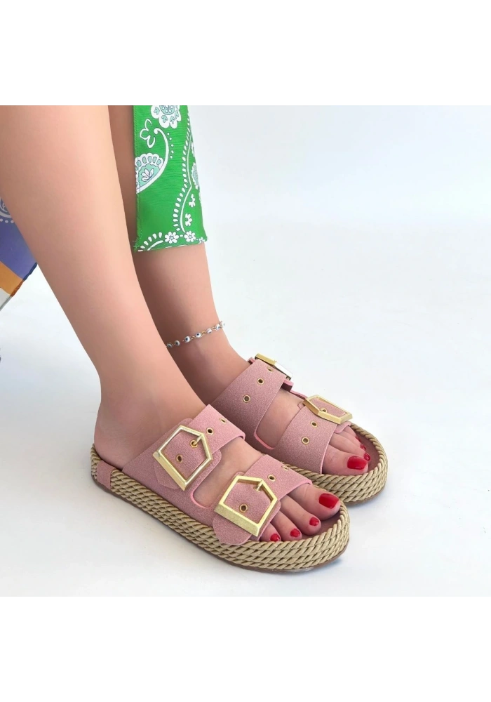 İces Pudra Nubuk Terlik