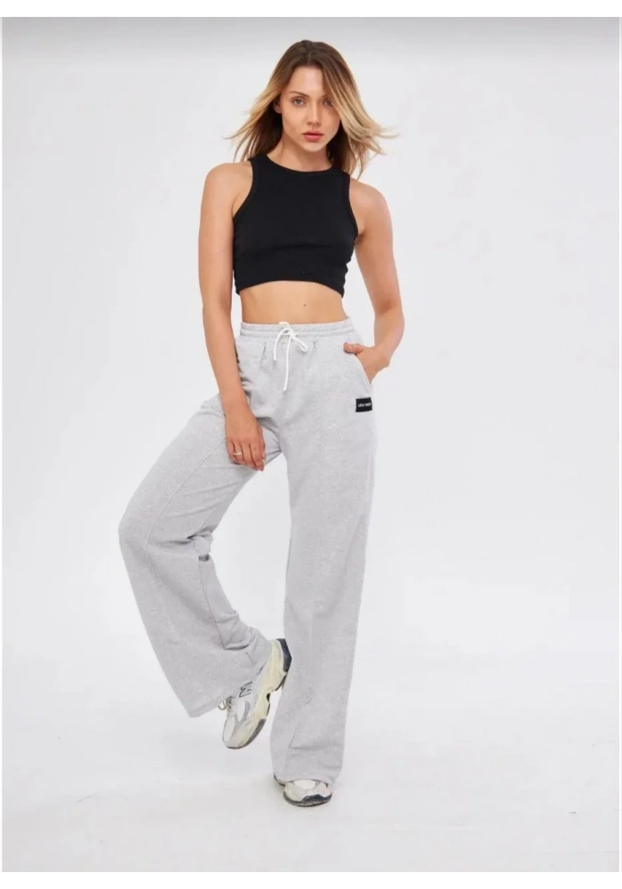 İki iplik Bol Paça Eşofman Pantalon - Gri