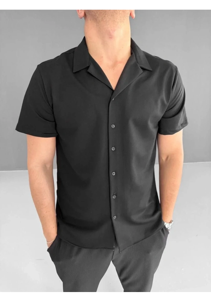 İki İplik Kumaş Gömlek - Siyah