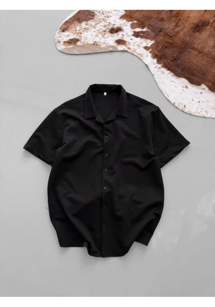 İki İplik Kumaş Gömlek - Siyah