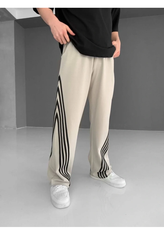 İki İplik Kumaş Şeritli Alt Esofman - Gri