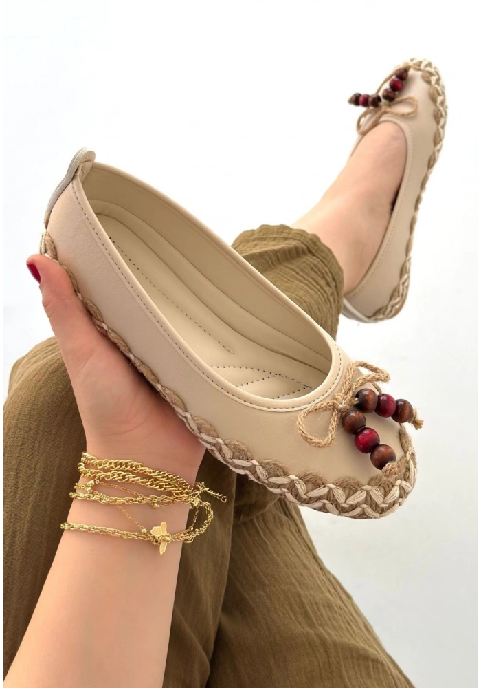 Ilwe Bej Cilt Babet Ayakkabı