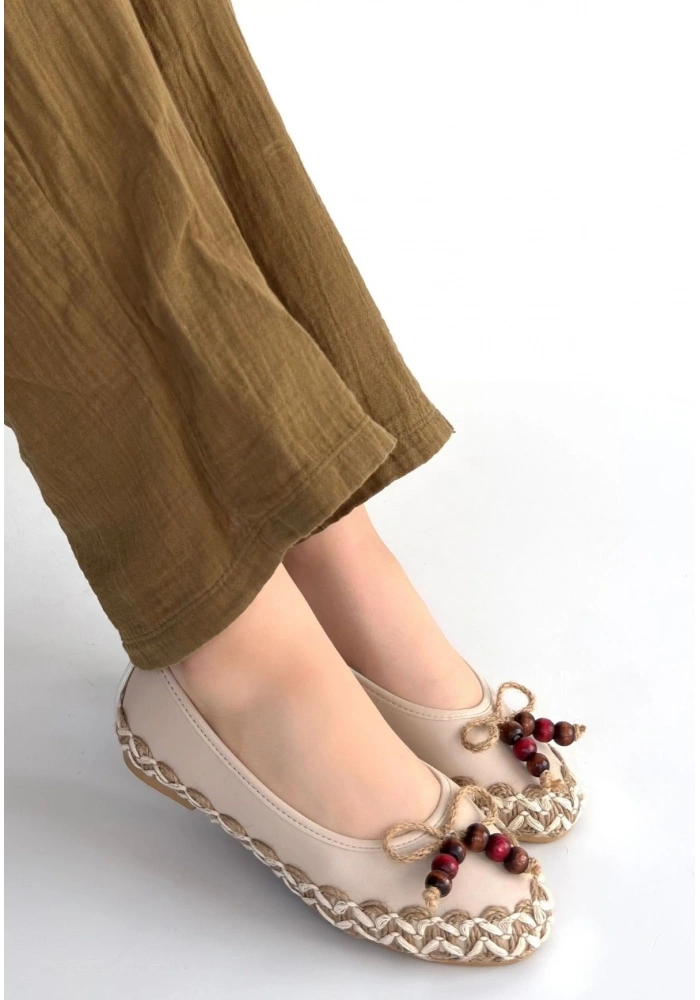 Ilwe Bej Cilt Babet Ayakkabı