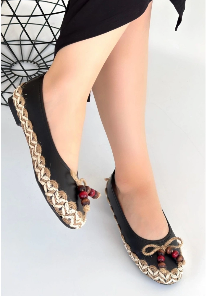 Ilwe Siyah Cilt Babet Ayakkabı