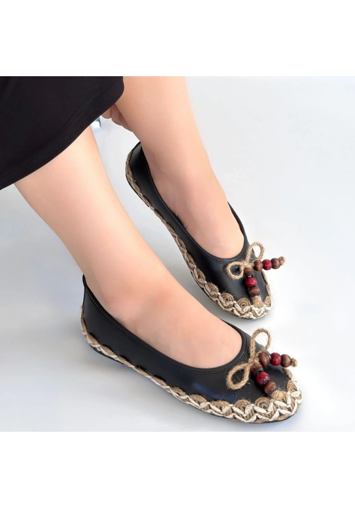 Ilwe Siyah Cilt Babet Ayakkabı