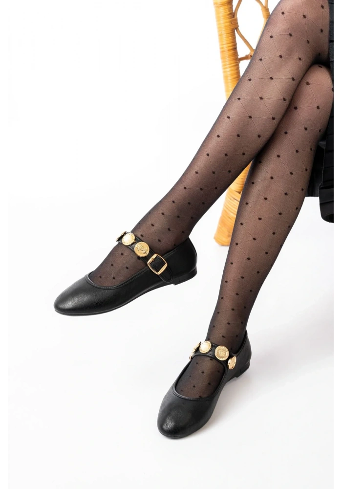 İNF-6363 Siyah Baret Tokalı Günlük Bayan Ayakkabı