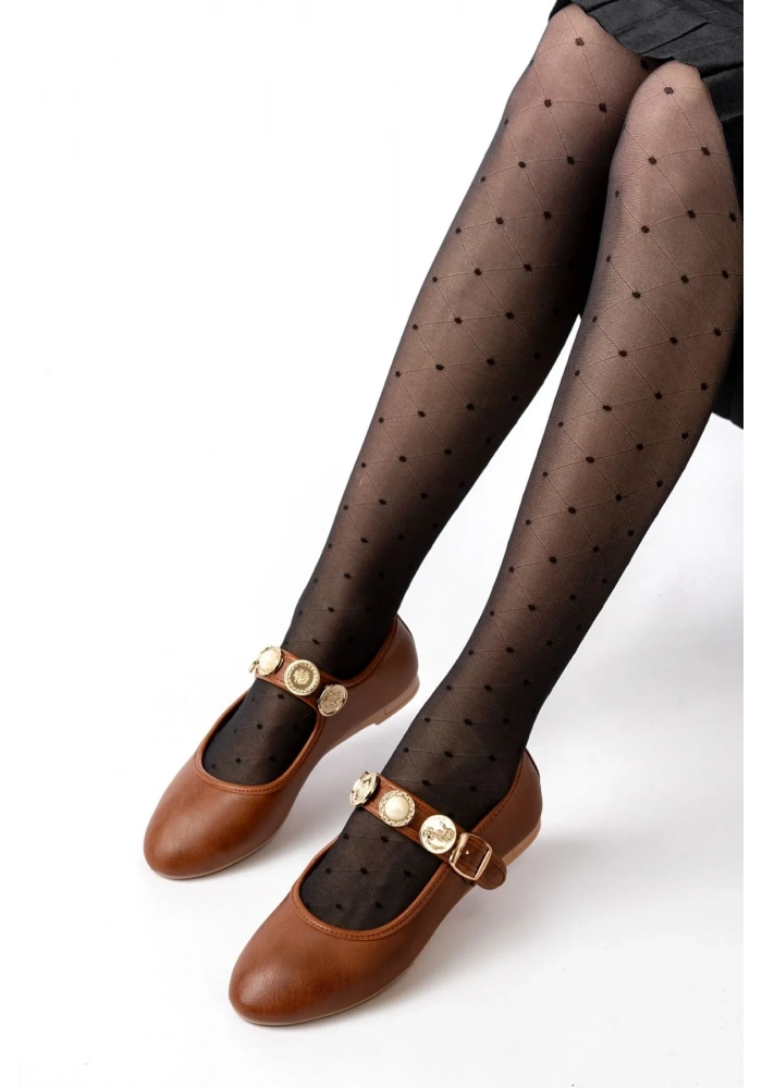 İNF-6363  Taba Baret Tokalı Günlük Bayan Ayakkabı