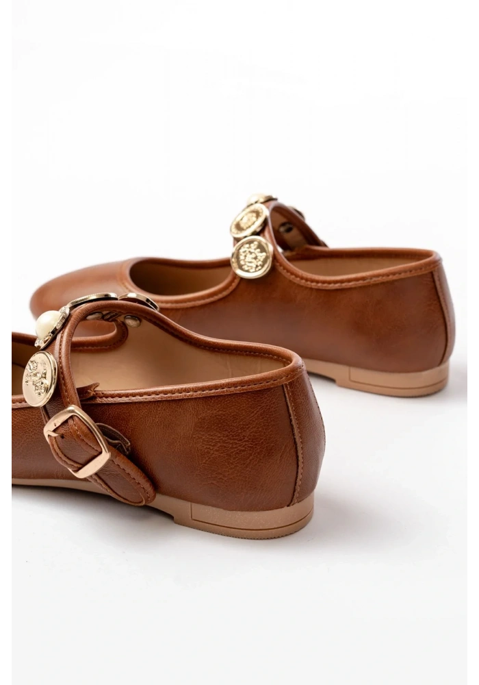 İNF-6363  Taba Baret Tokalı Günlük Bayan Ayakkabı