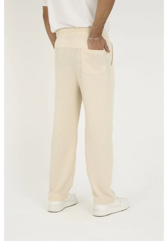 Jakar Kutu Desenli Baggy Eşofman Pantolon - Bej