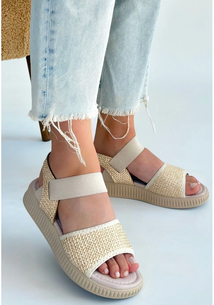 Jake Bej Hasır Cilt Sandalet
