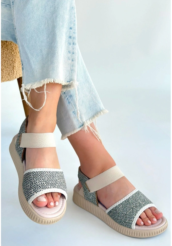 Jake Yeşil Hasır Cilt Sandalet