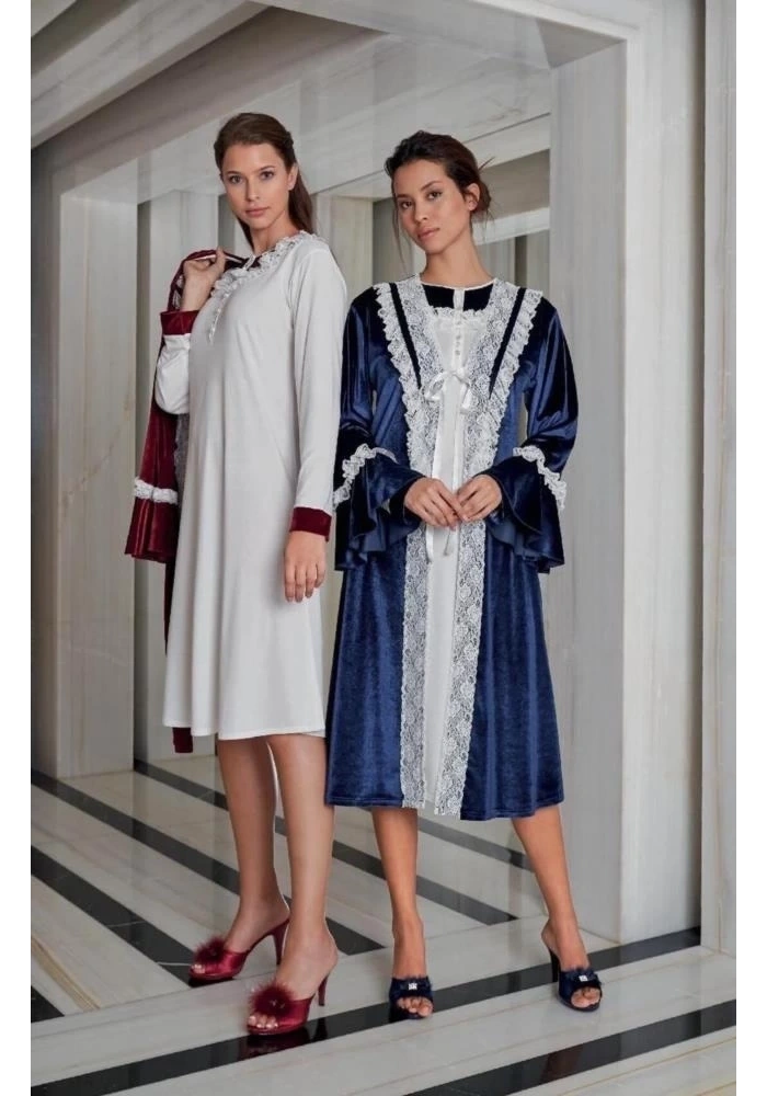 Jar Pierre 228 Kadife Gecelik Sabahlık