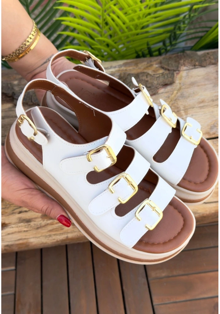 Jatay Beyaz Cilt Sandalet