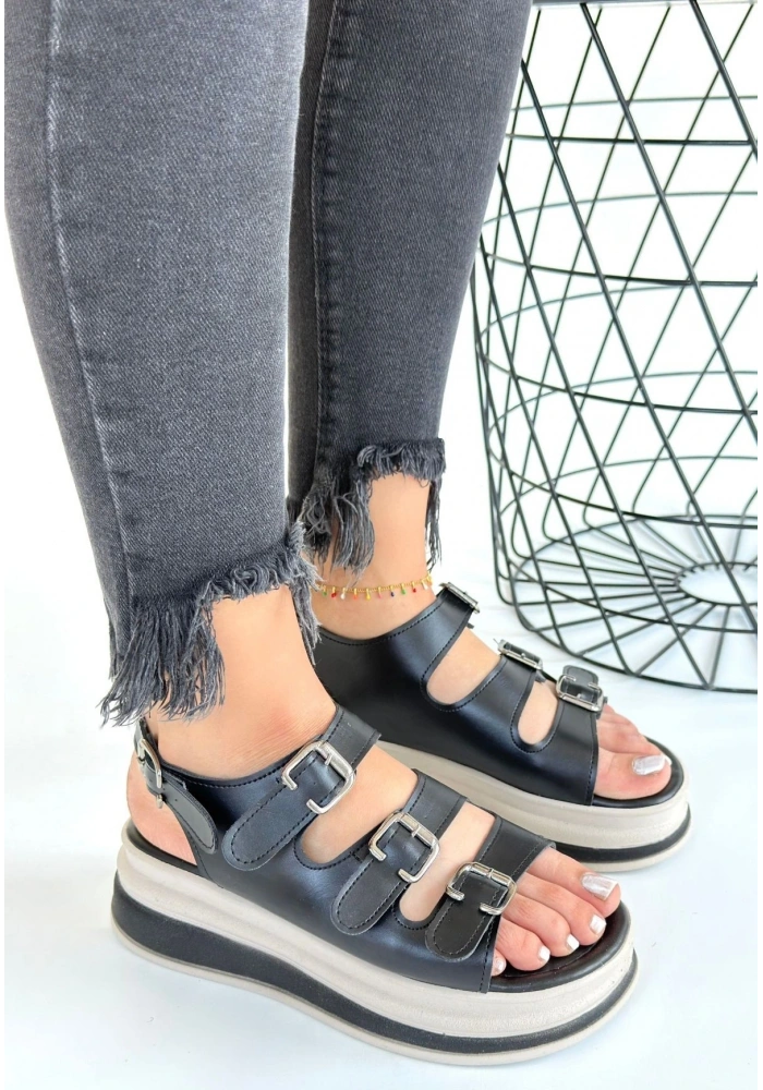 Jatay Siyah Cilt Sandalet