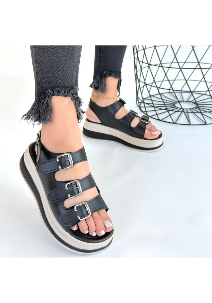 Jatay Siyah Cilt Sandalet