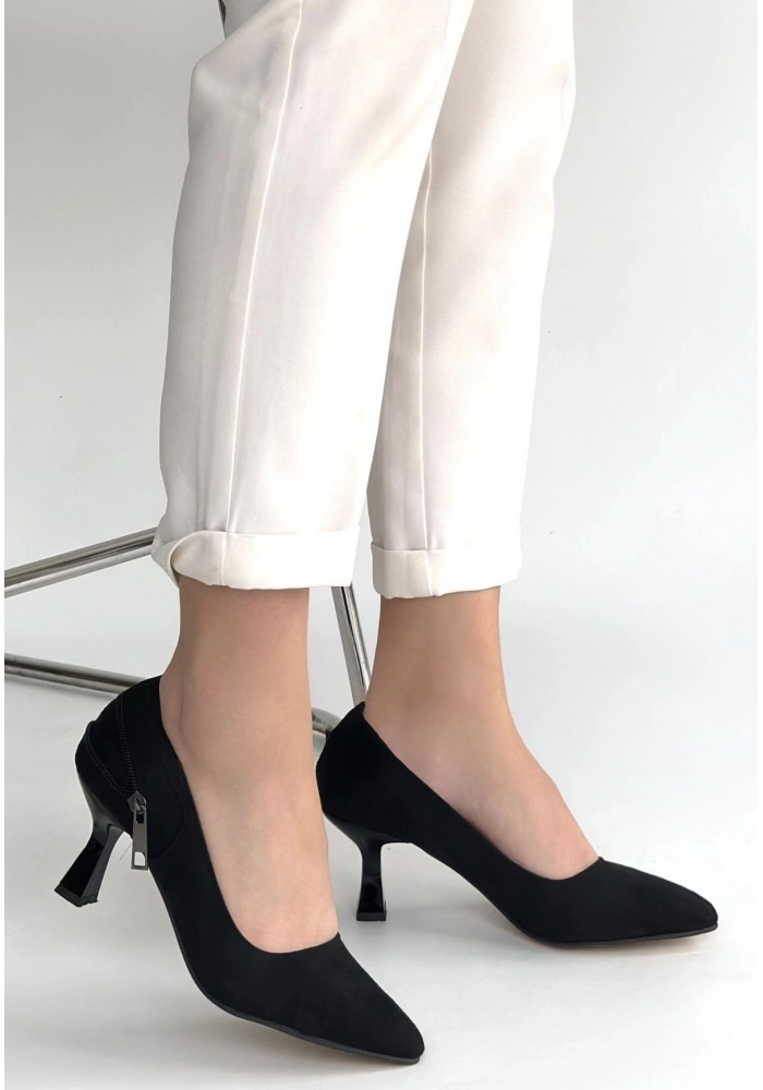 Jedi Siyah Süet Topuklu Ayakkabı