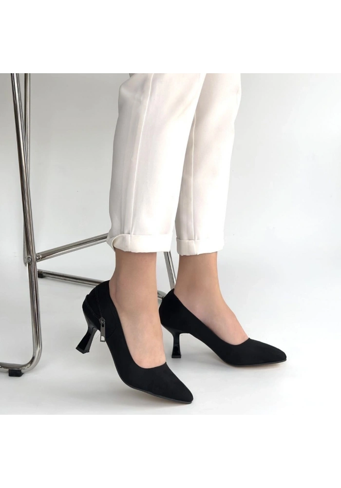 Jedi Siyah Süet Topuklu Ayakkabı