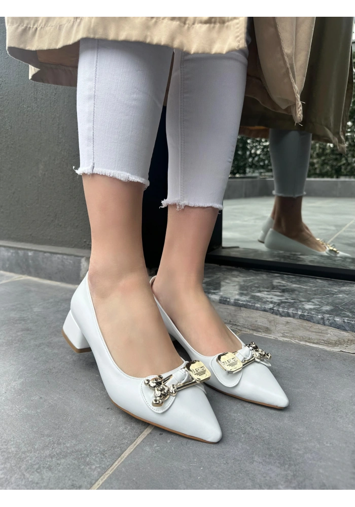 Jies Beyaz Topuklu Ayakkabı