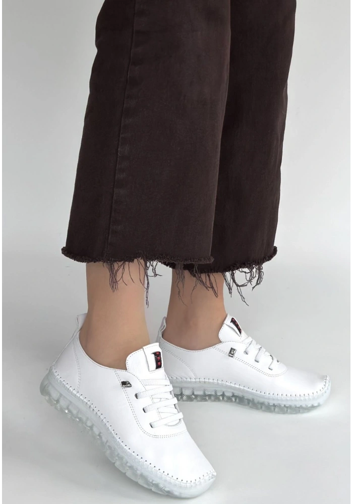 Jiten Beyaz Deri Bağcıklı Spor Ayakkabı