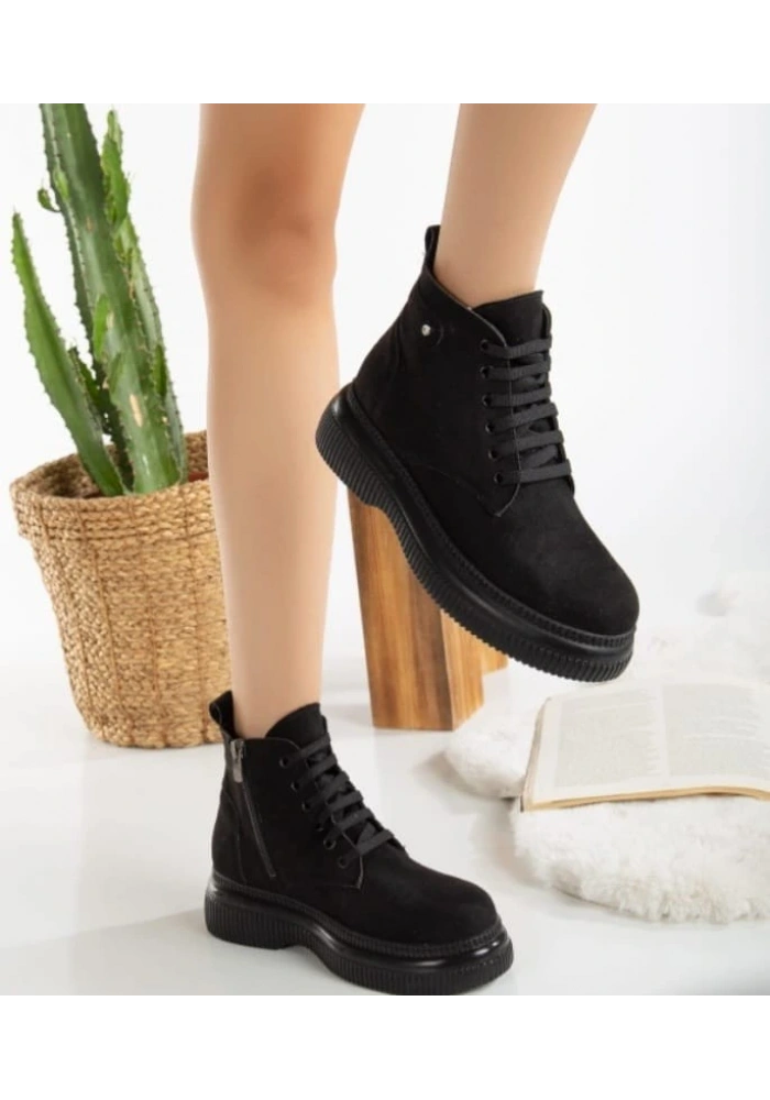 Jiwa Siyah Süet Bağcıklı Bot