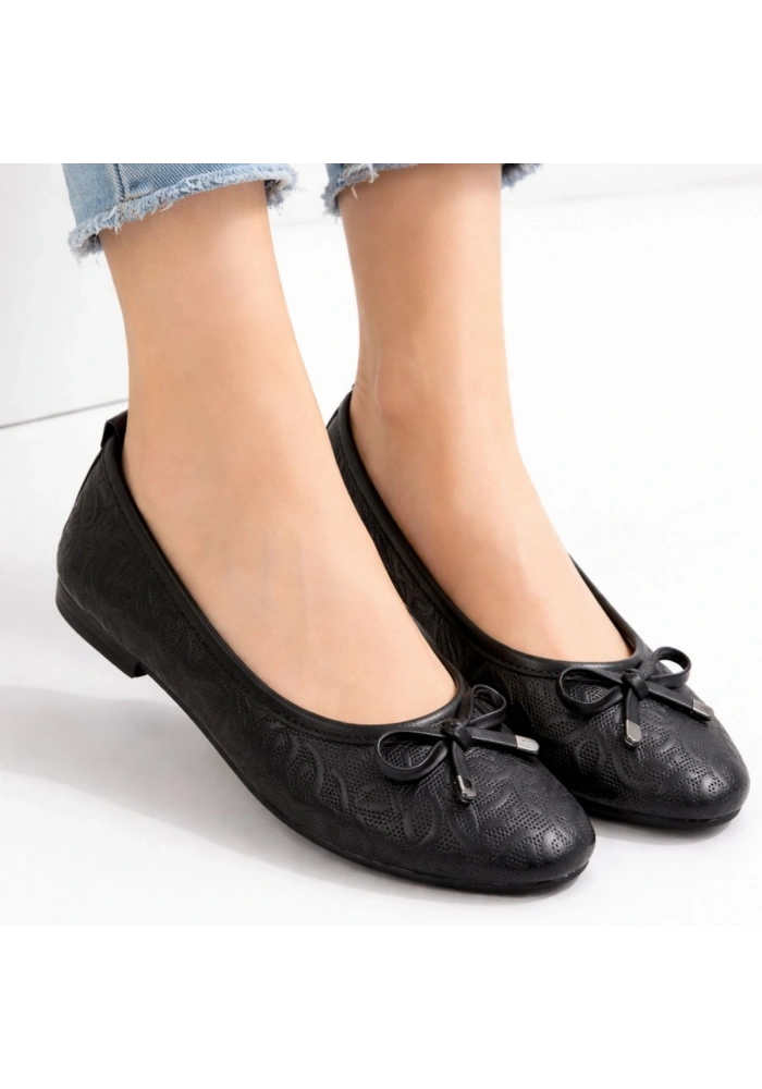 Jnues Siyah Deri Babet Ayakkabı