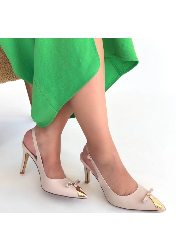 Joye Bej Cilt Topuklu Ayakkabı