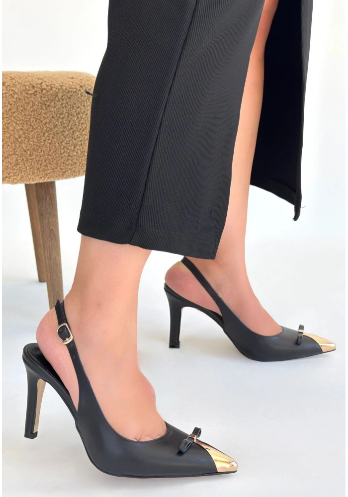 Joye Siyah Cilt Topuklu Ayakkabı