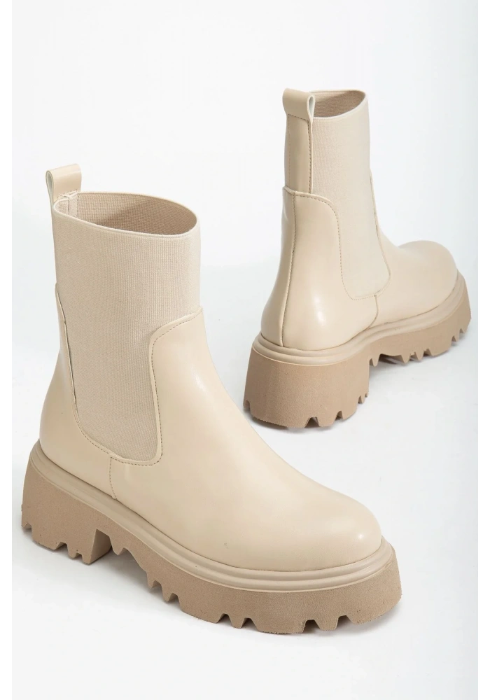 K-815 Bej Lastikli Yüksek Tabanlı Günlük Kadın Bot