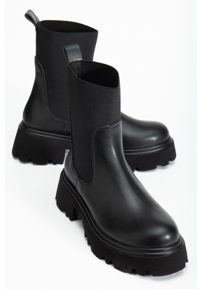 K-815 Siyah Lastikli Yüksek Tabanlı Günlük Kadın Bot