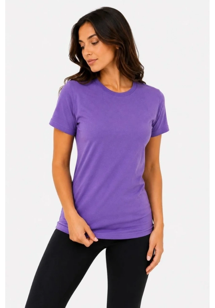 Kadın 3’lü Kısa Kollu Bisiklet Yaka Basic Slim Fit T-Shirt - Pudra Pembe - Mor - Bej