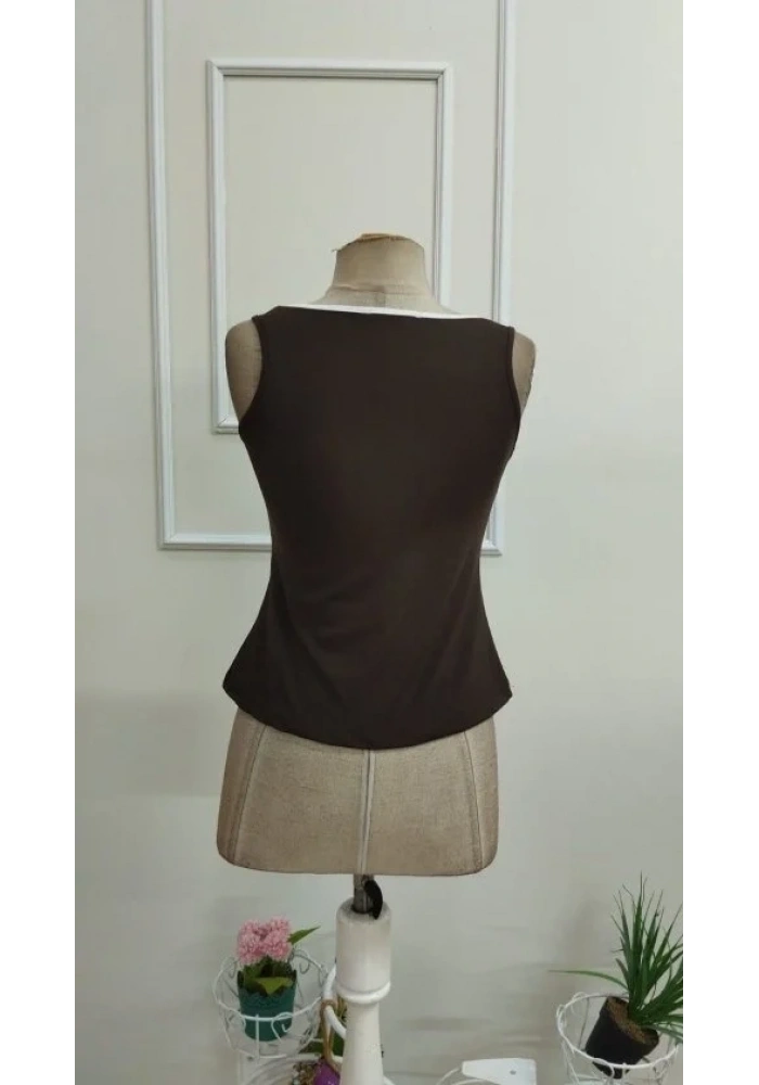 Kadın Askılı Kalp V Yakalı Dalgıç Bluz